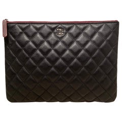 Chanel Black Quilted Leather Medium O Pouch