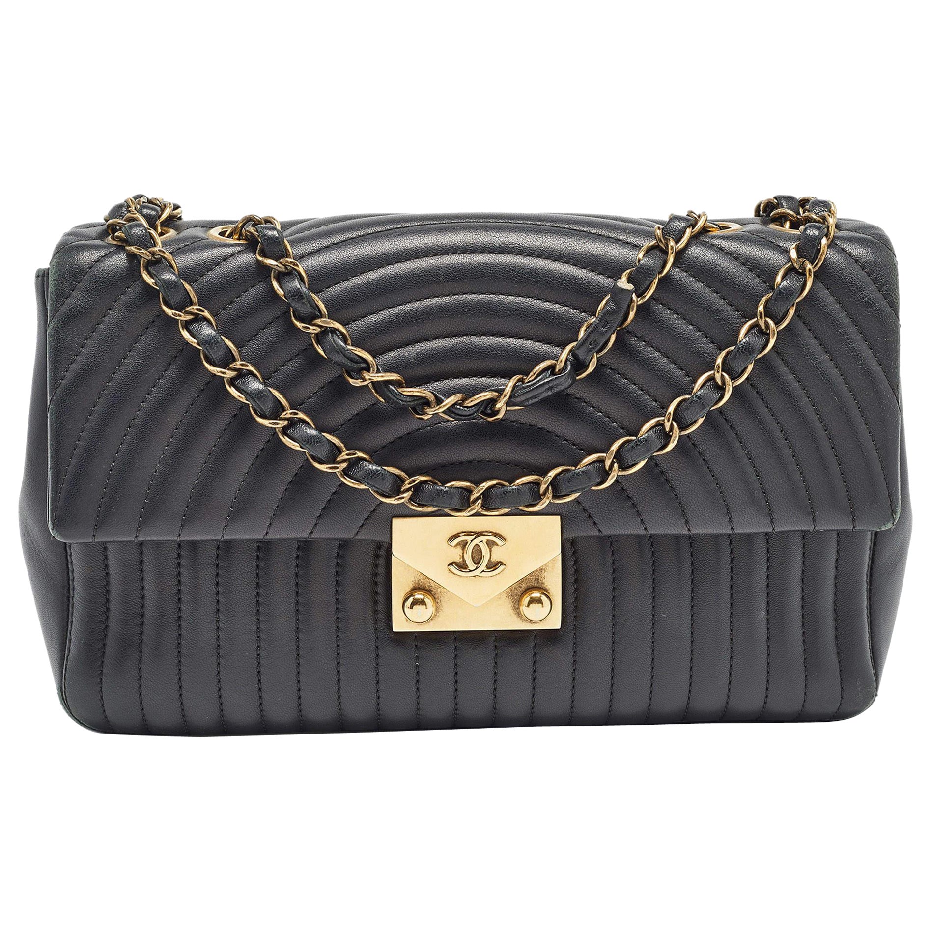 Chanel Black Quilted Leather Medium Pagoda Flap Bag