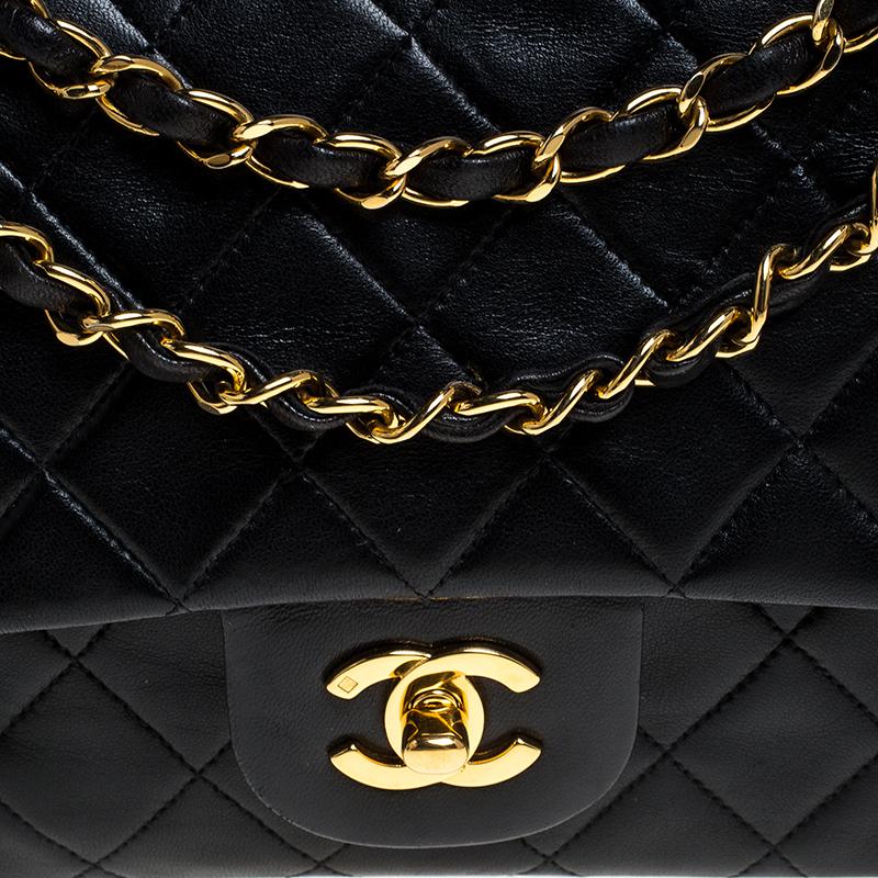 Chanel Black Quilted Leather Medium Vintage Classic Double Flap Bag 7