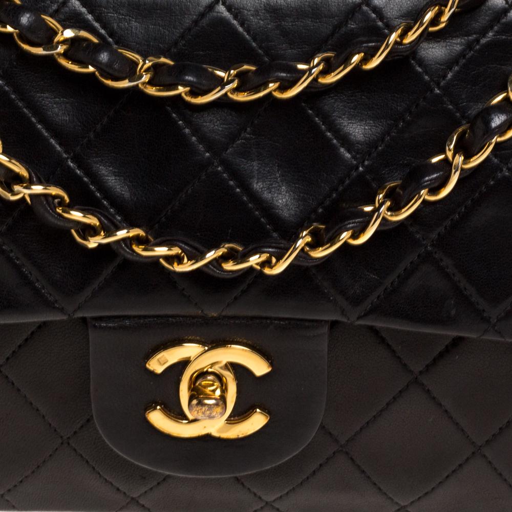 Chanel Black Quilted Leather Medium Vintage Classic Double Flap Bag 8