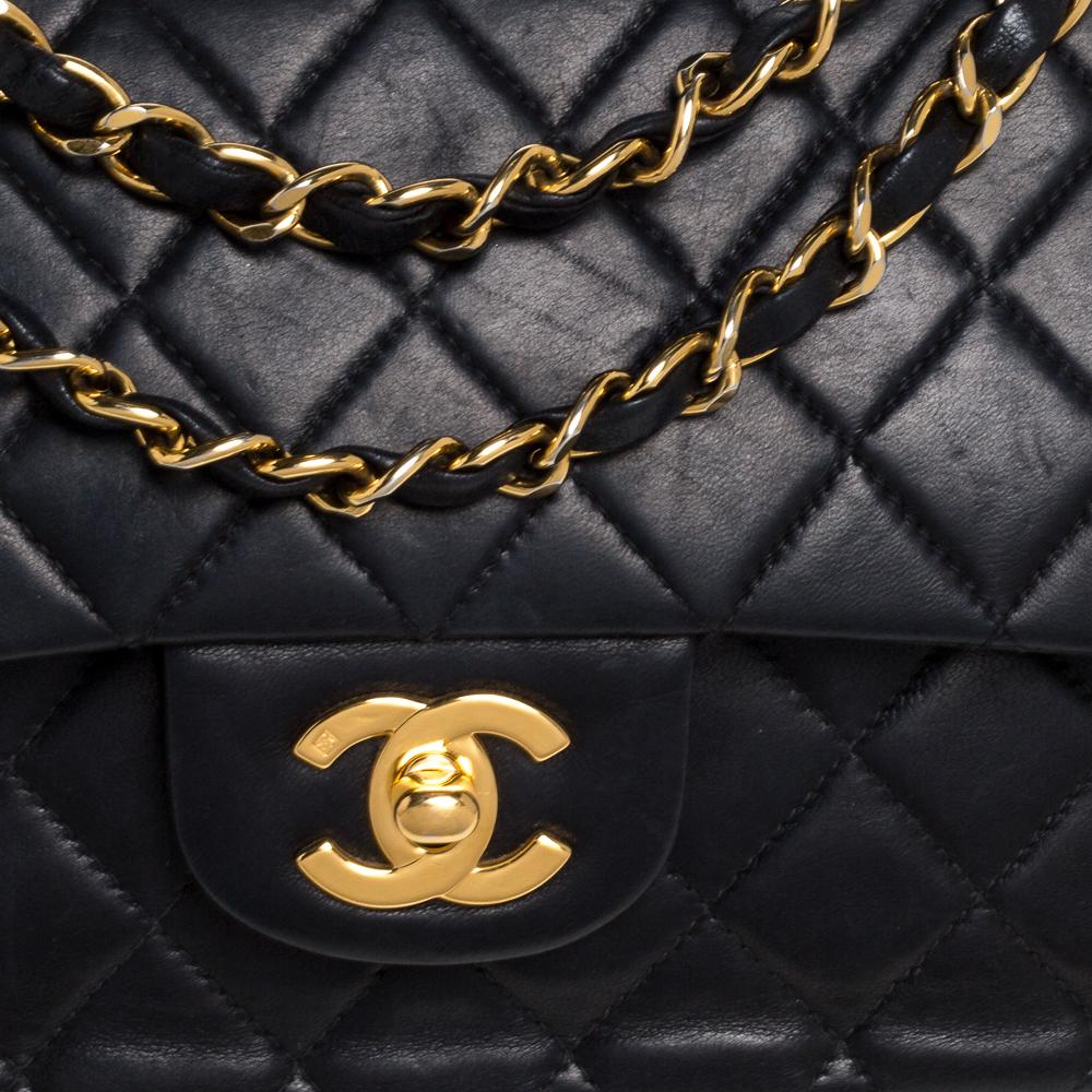 Chanel Black Quilted Leather Medium Vintage Classic Double Flap Bag 13