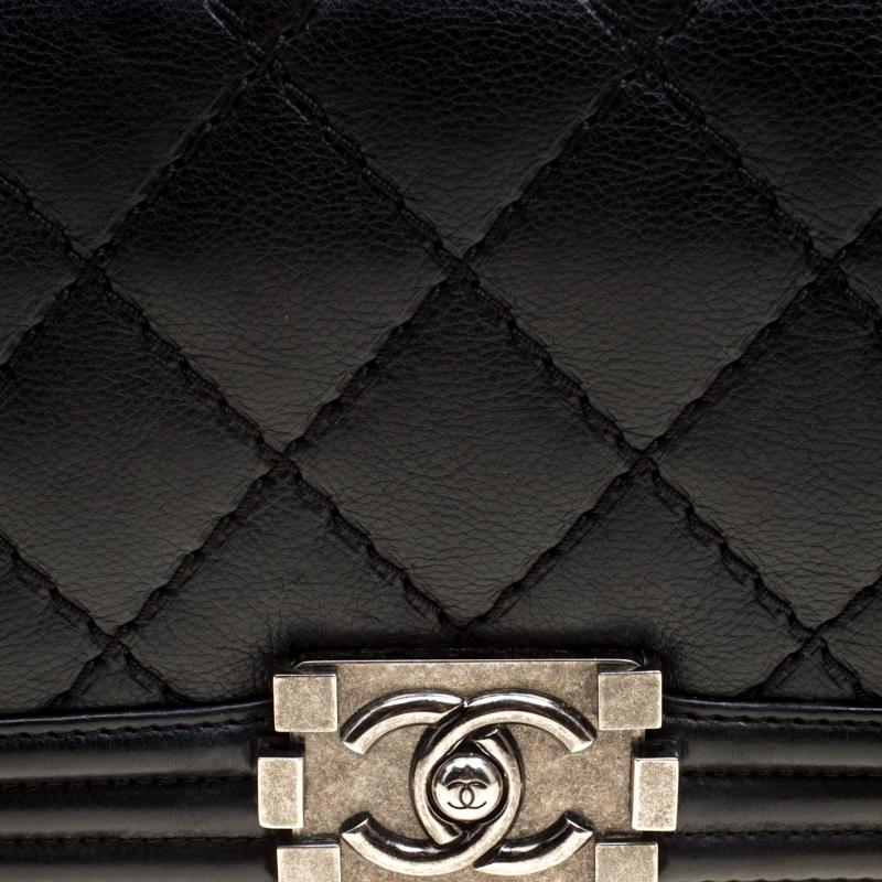 Chanel Black Quilted Leather Medium Wild Stitch Boy Flap Bag 1