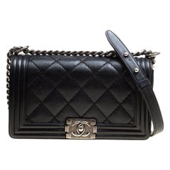 Chanel Black Quilted Leather Medium Wild Stitch Boy Flap Bag