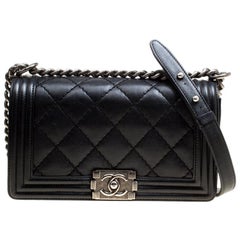 Chanel Black Quilted Leather Medium Wild Stitch Boy Flap Bag