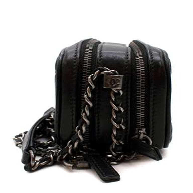 Chanel Black Quilted Leather Mini Camera Bag In Good Condition For Sale In London, GB