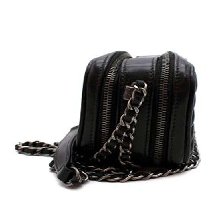 Chanel Black Quilted Leather Mini Camera Bag For Sale 1