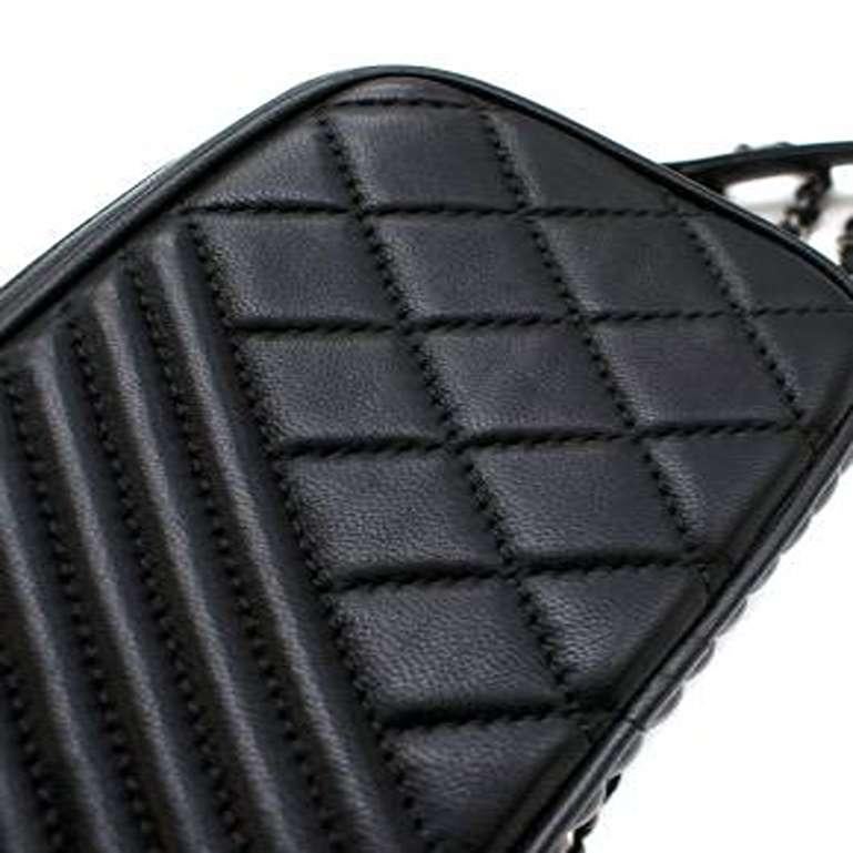 Chanel Black Quilted Leather Mini Camera Bag For Sale 4