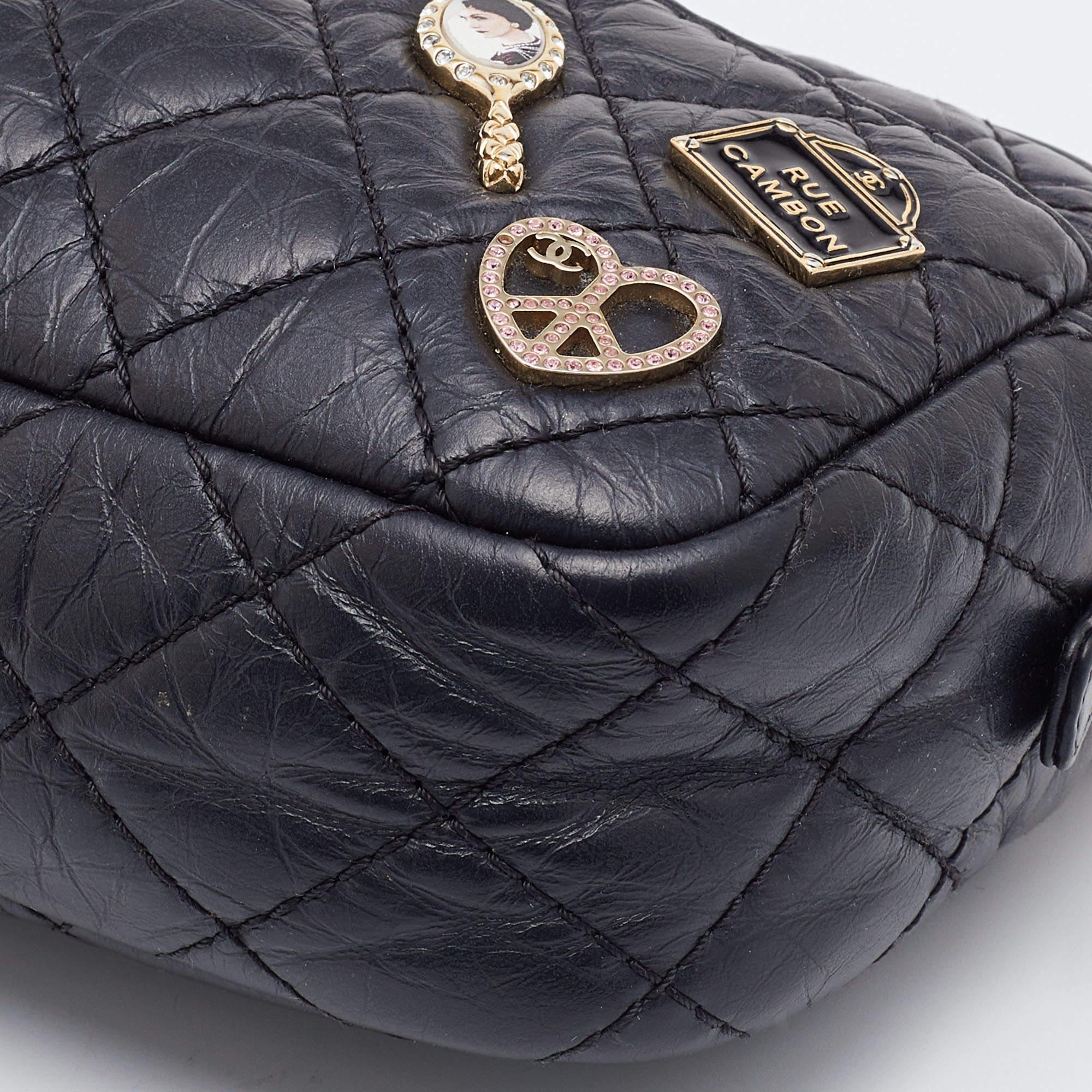 Chanel Black Quilted Leather Mini Embellished Reissue Camera Bag 7