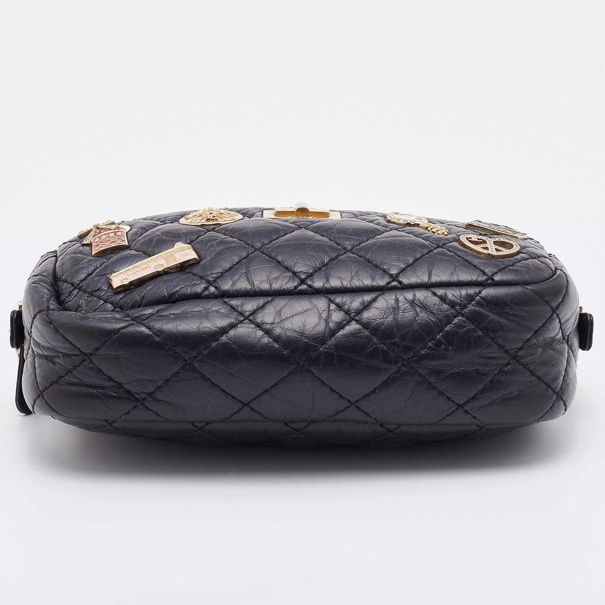 Chanel Black Quilted Leather Mini Embellished Reissue Camera Bag 1