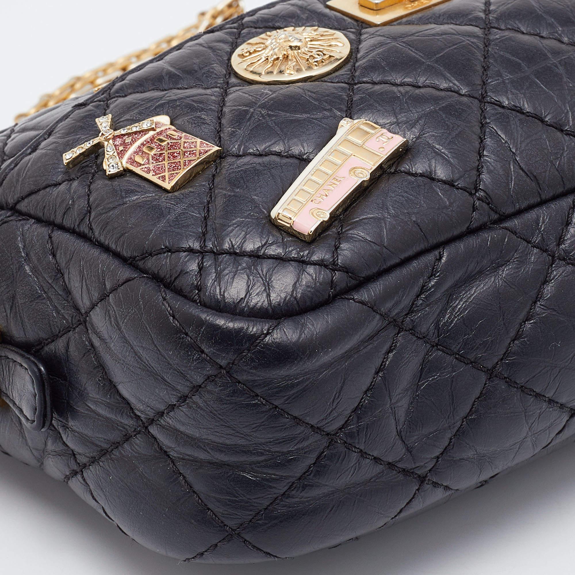 Chanel Black Quilted Leather Mini Embellished Reissue Camera Bag 2