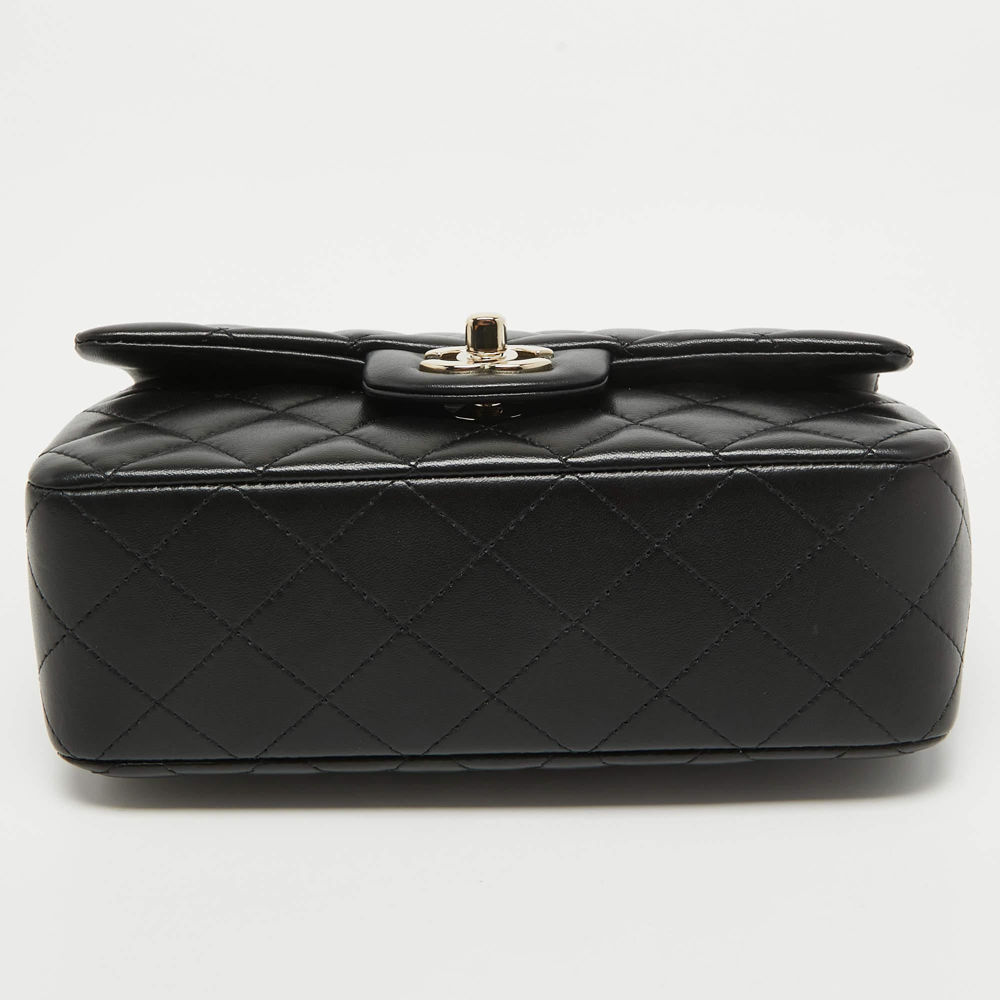 Women's Chanel Black Quilted Leather Mini Rectangular Top Handle Bag