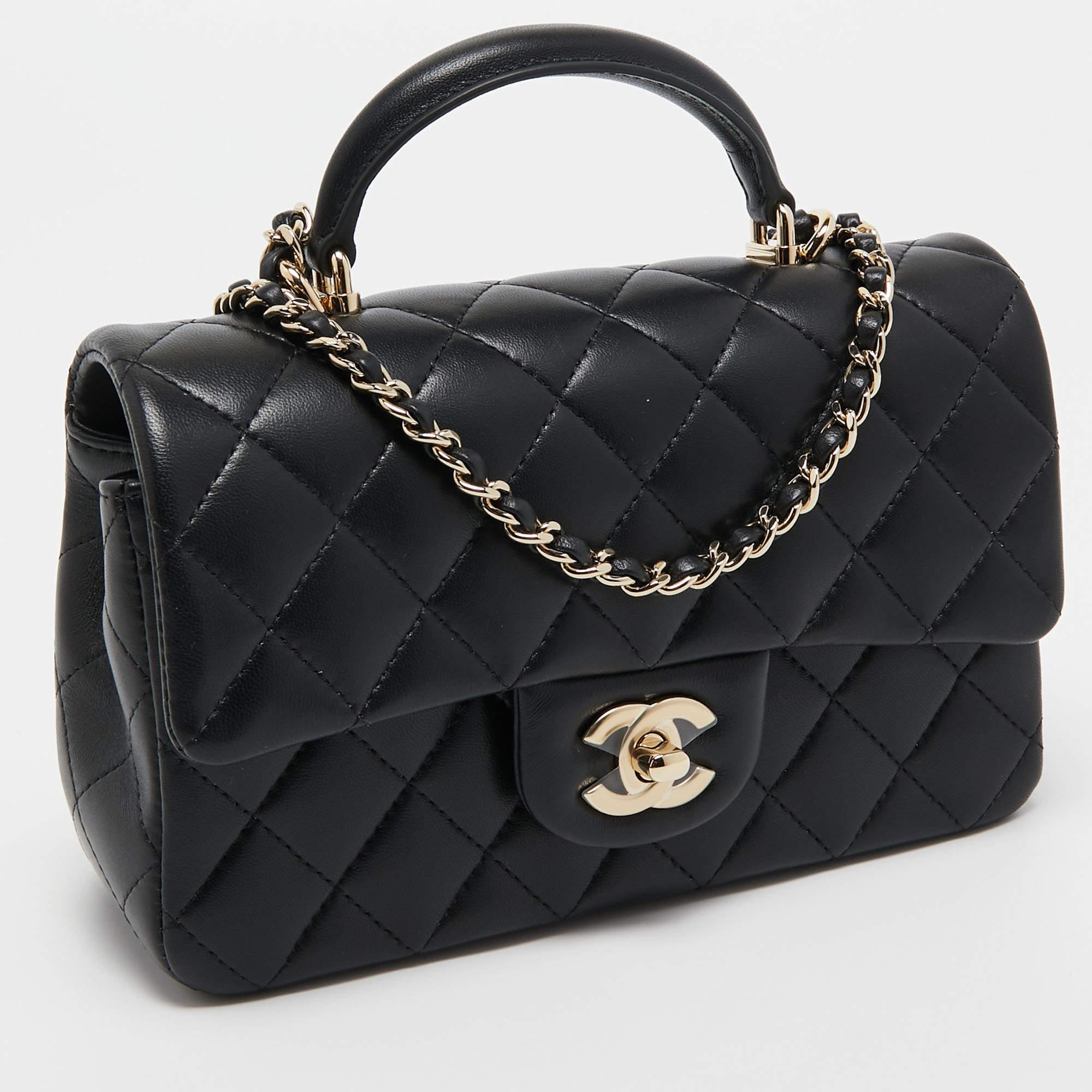 Chanel Black Quilted Leather Mini Rectangular Top Handle Bag 1