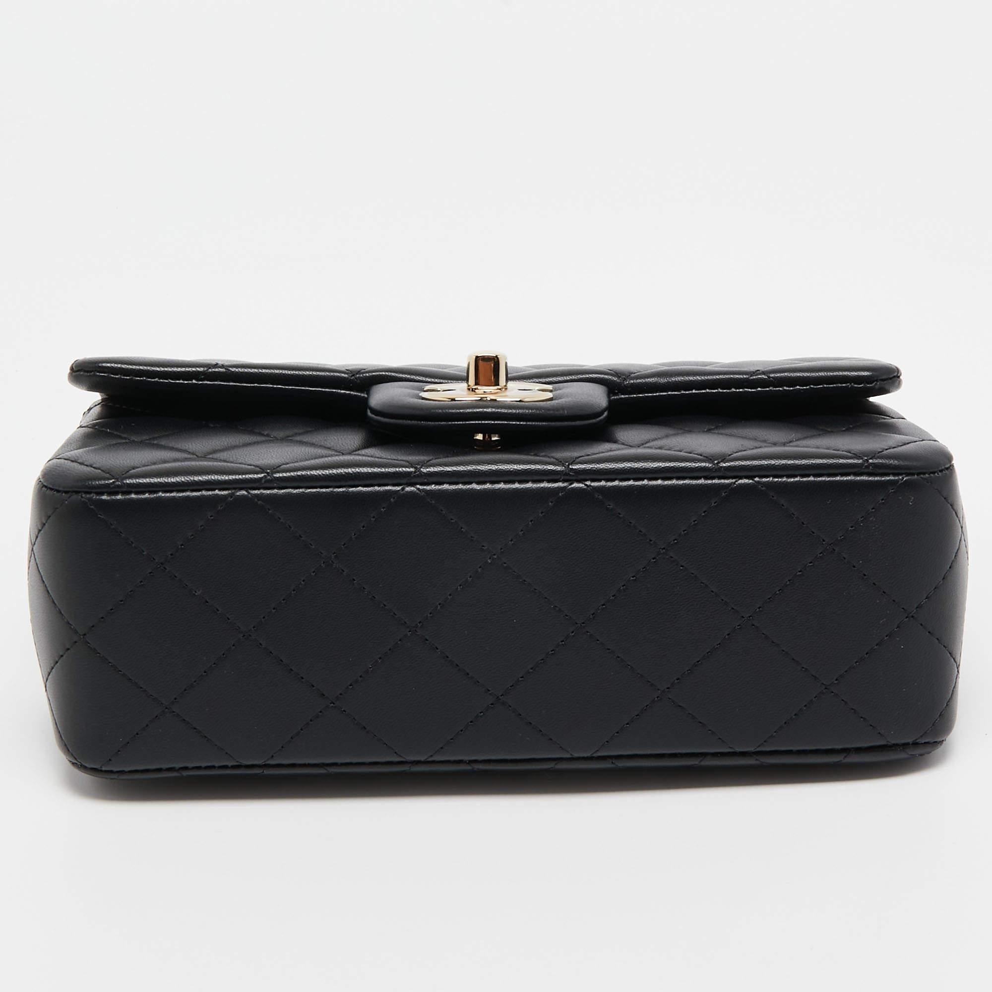 Chanel Black Quilted Leather Mini Rectangular Top Handle Bag 3