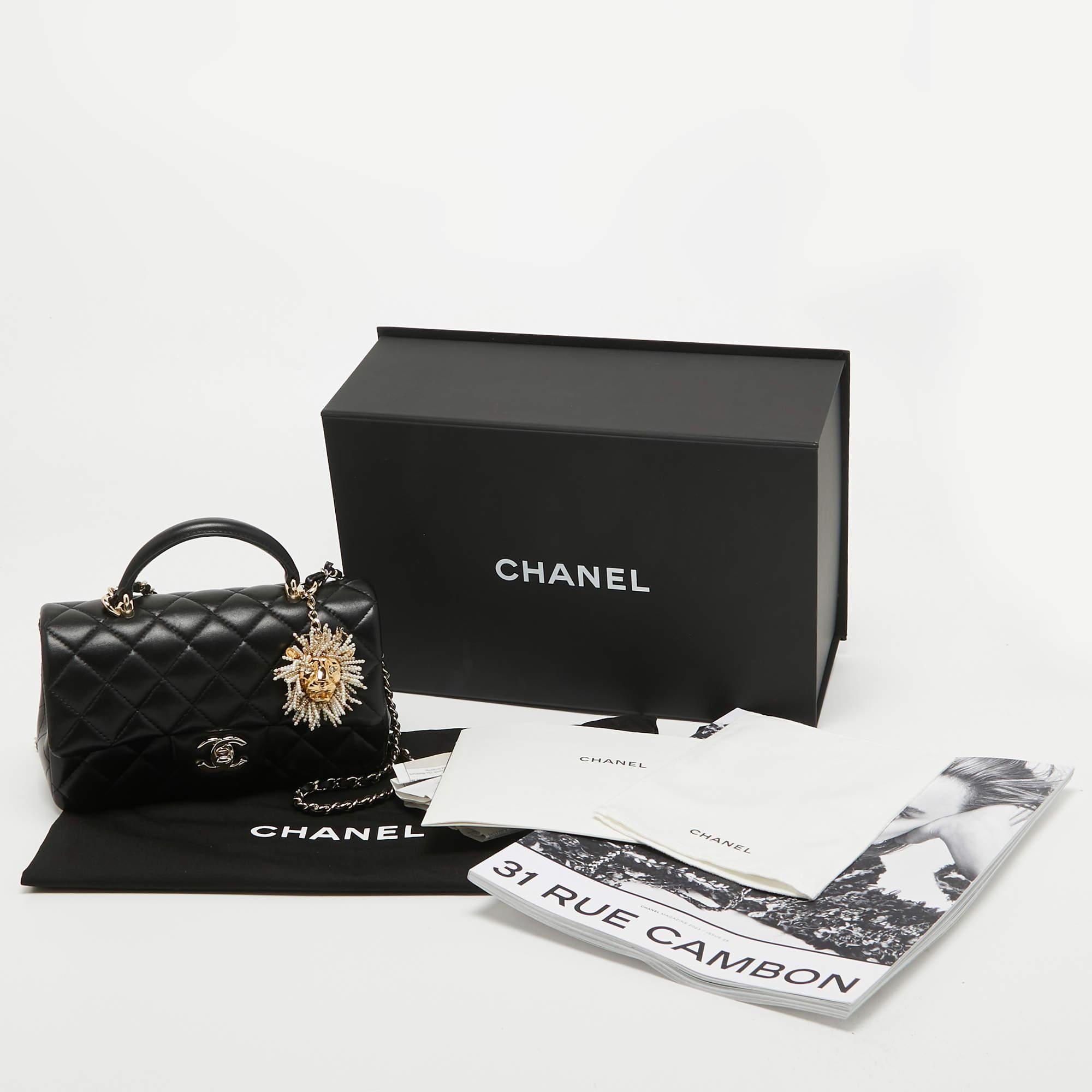 Chanel Black Quilted Leather Mini Rectangular Top Handle Bag 3