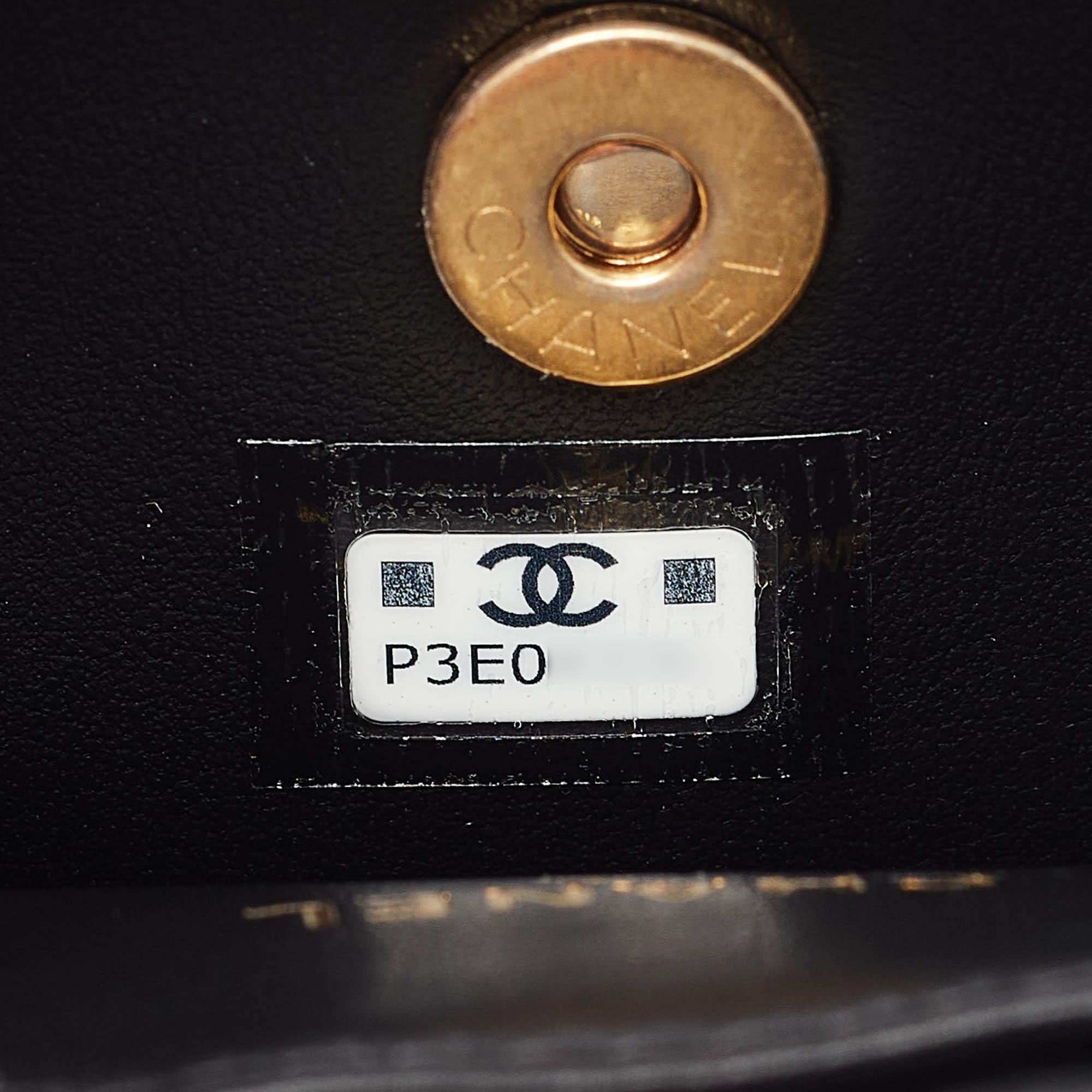 Chanel Black Quilted Leather Mini Round Camellia Clutch 4