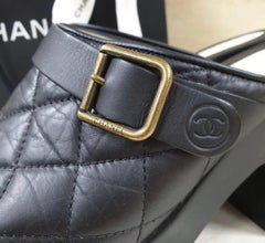 Chanel Black Quilted Leather Mules Clogs