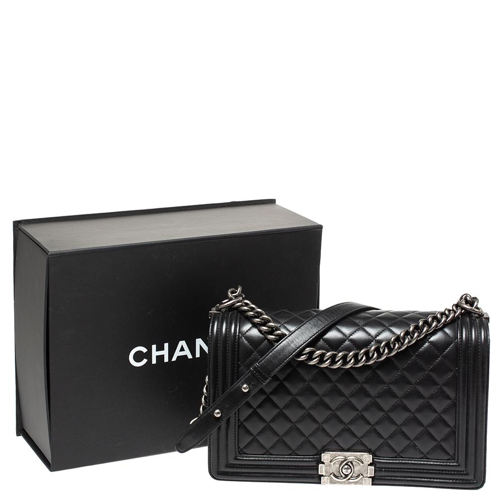 Chanel Black Quilted Leather New Medium Boy Bag 8