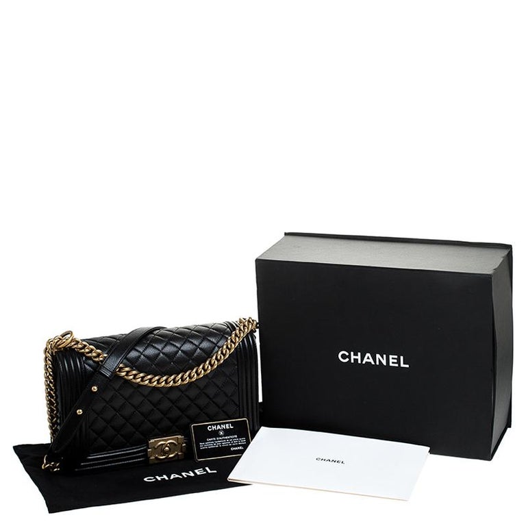 Chanel Black Quilted Leather New Medium Boy Flap Bag For Sale at 1stDibs