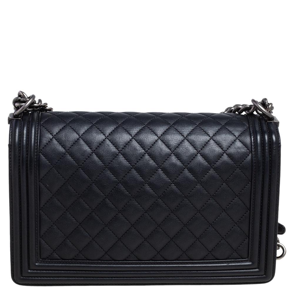 Women's Chanel Black Quilted Leather New Medium Boy Flap Bag