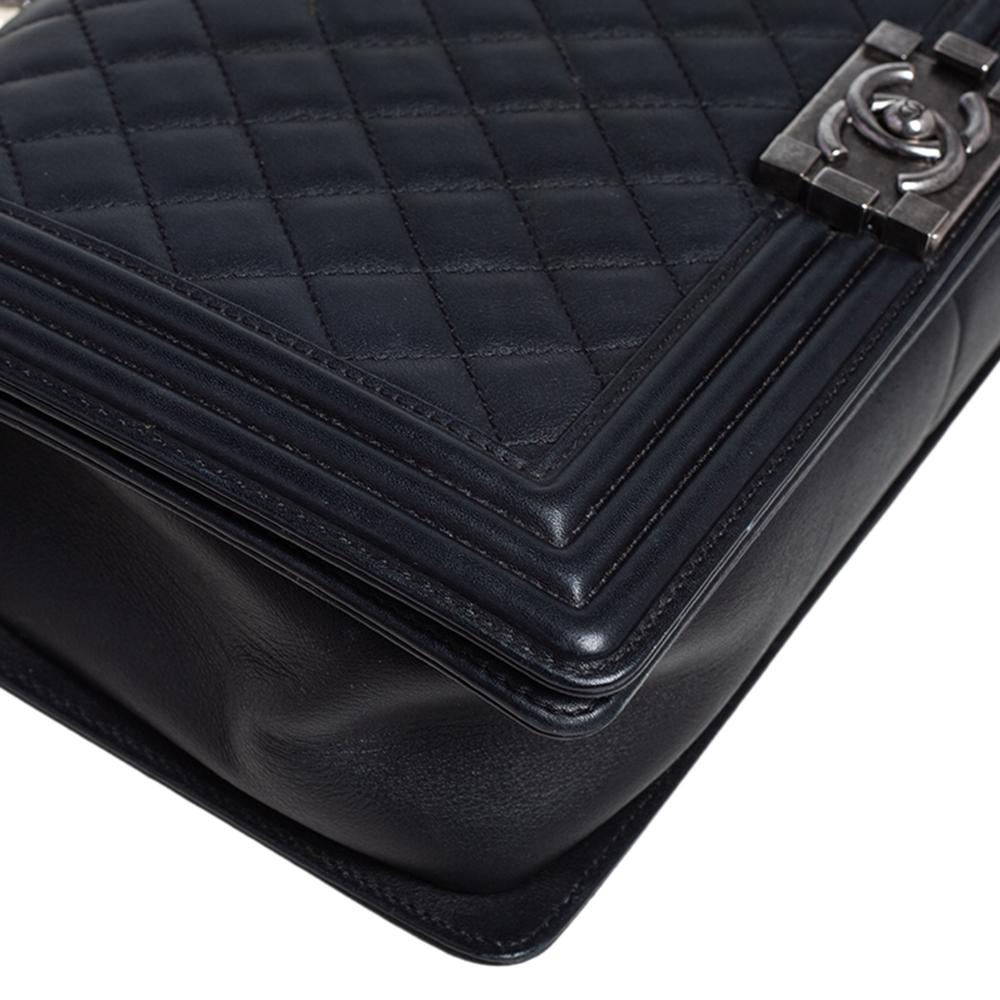 Chanel Black Quilted Leather New Medium Boy Flap Bag 2