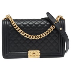 Chanel Black Quilted Leather New Medium Boy Flap Bag