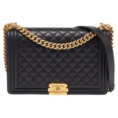 Chanel Black Quilted Leather New Medium Boy Shoulder Bag