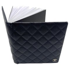 Vintage Chanel Black Quilted Leather Note Book 