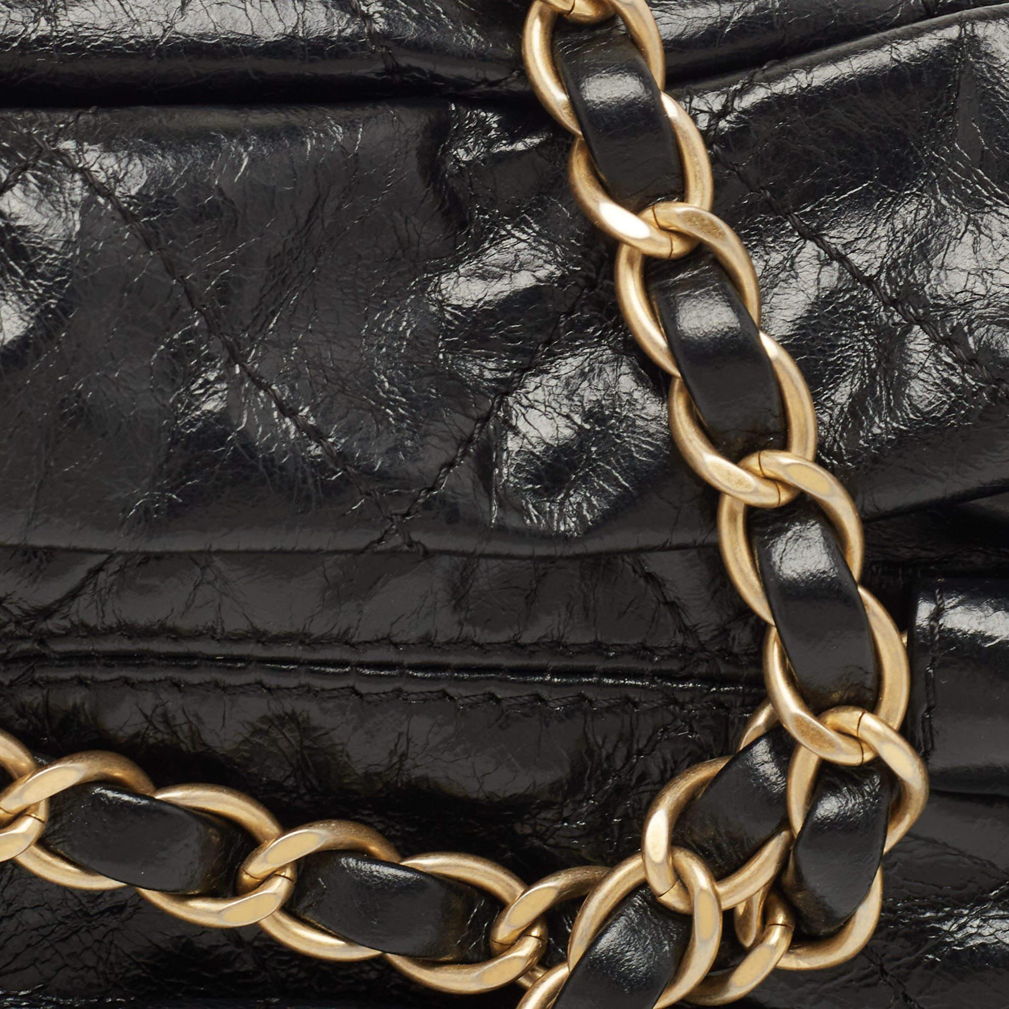 Chanel Black Quilted Leather Paris-Bombay Baluchon Bag 7
