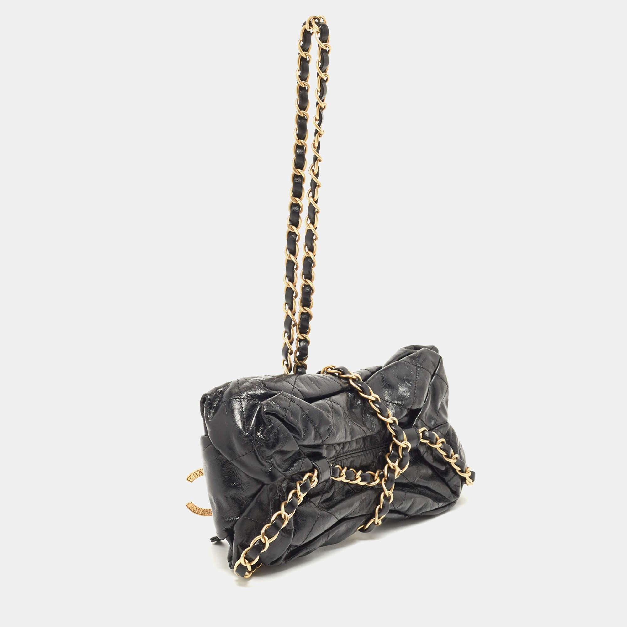 Chanel Black Quilted Leather Paris-Bombay Baluchon Bag 1