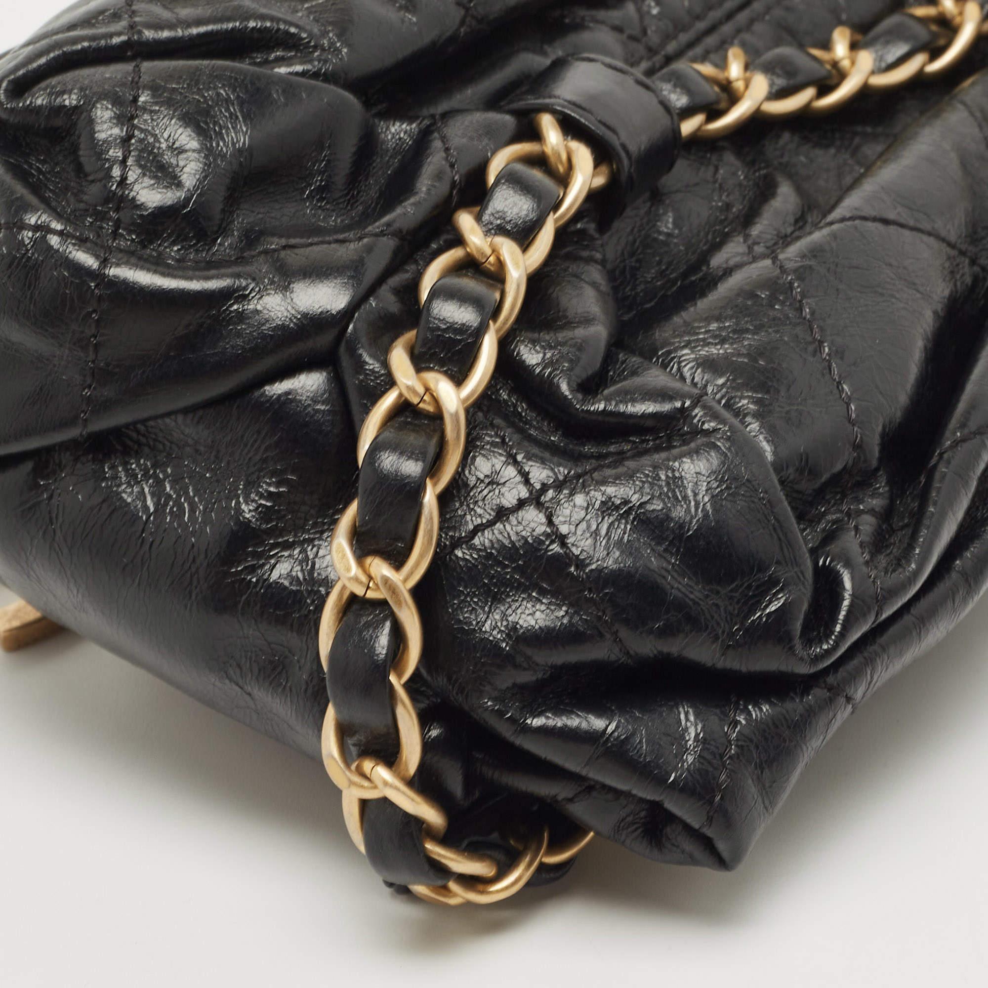 Chanel Black Quilted Leather Paris-Bombay Baluchon Bag 4