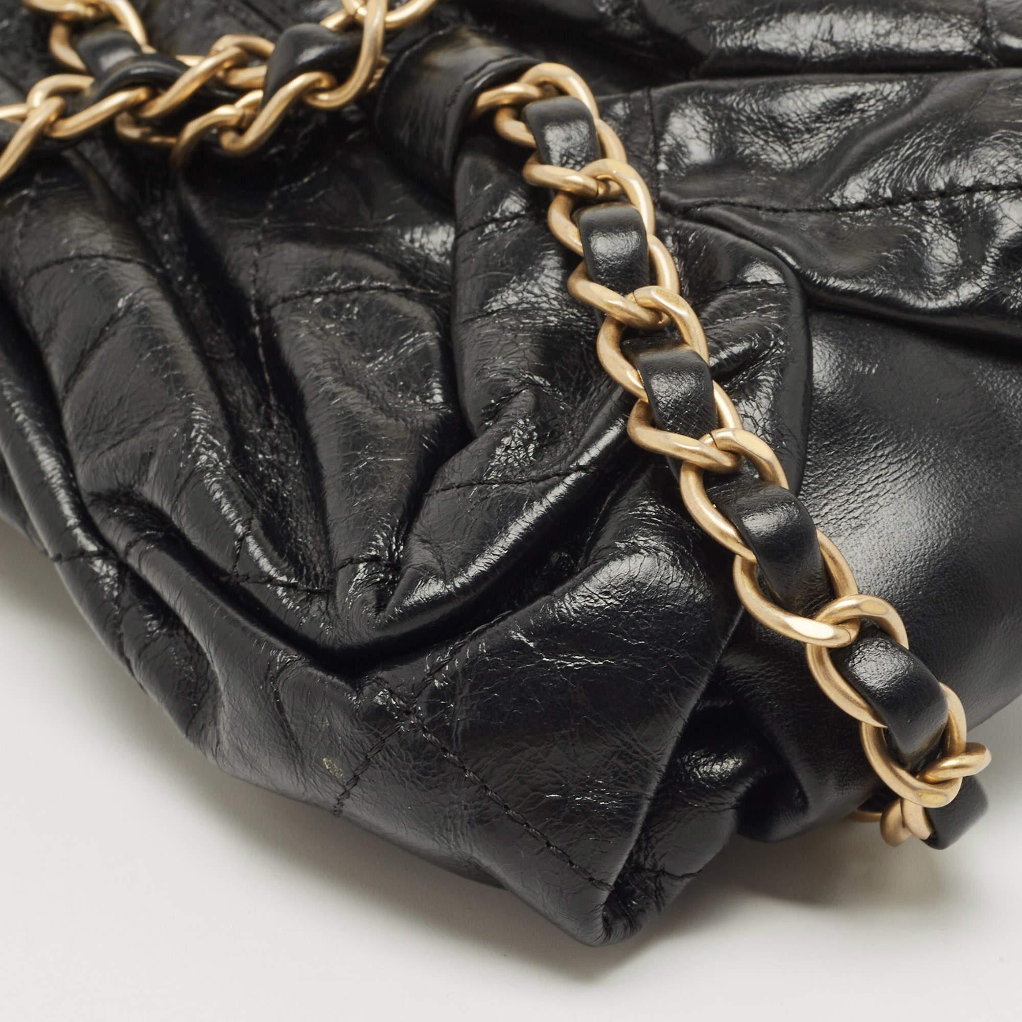 Chanel Black Quilted Leather Paris-Bombay Baluchon Bag 5