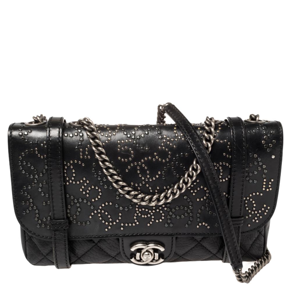 Chanel Black Quilted Leather Paris Dallas Flap Bag 7