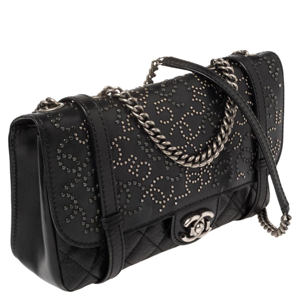 Women's Chanel Black Quilted Leather Paris Dallas Flap Bag