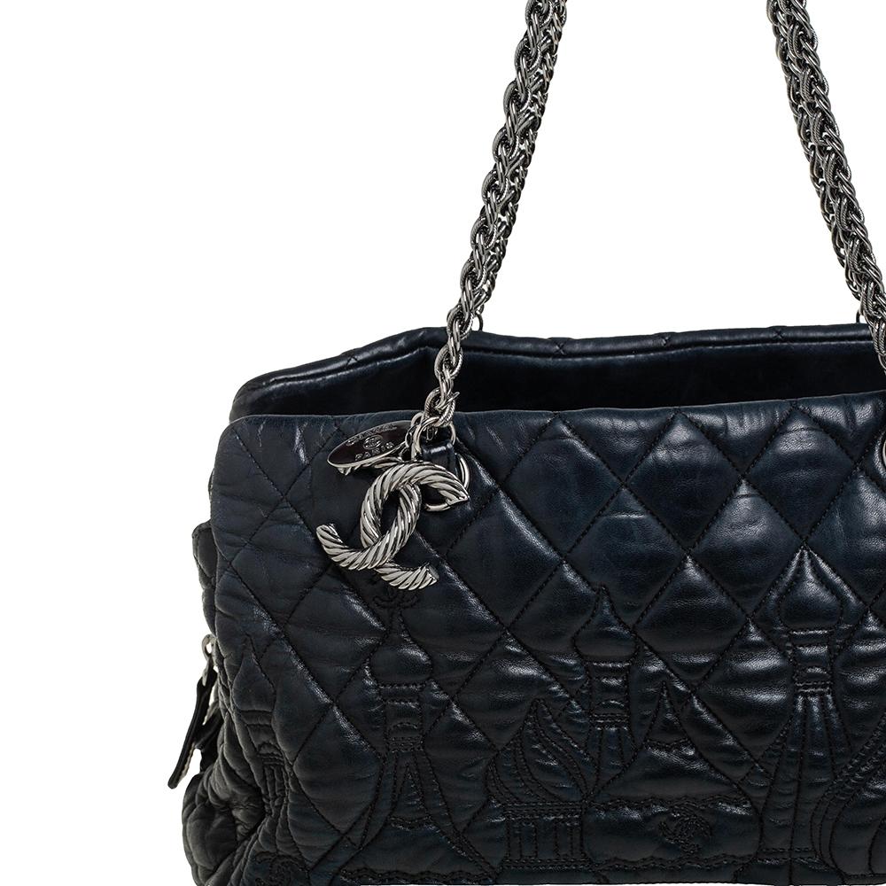 Chanel Black Quilted Leather Paris Moscow Chain Bag 6