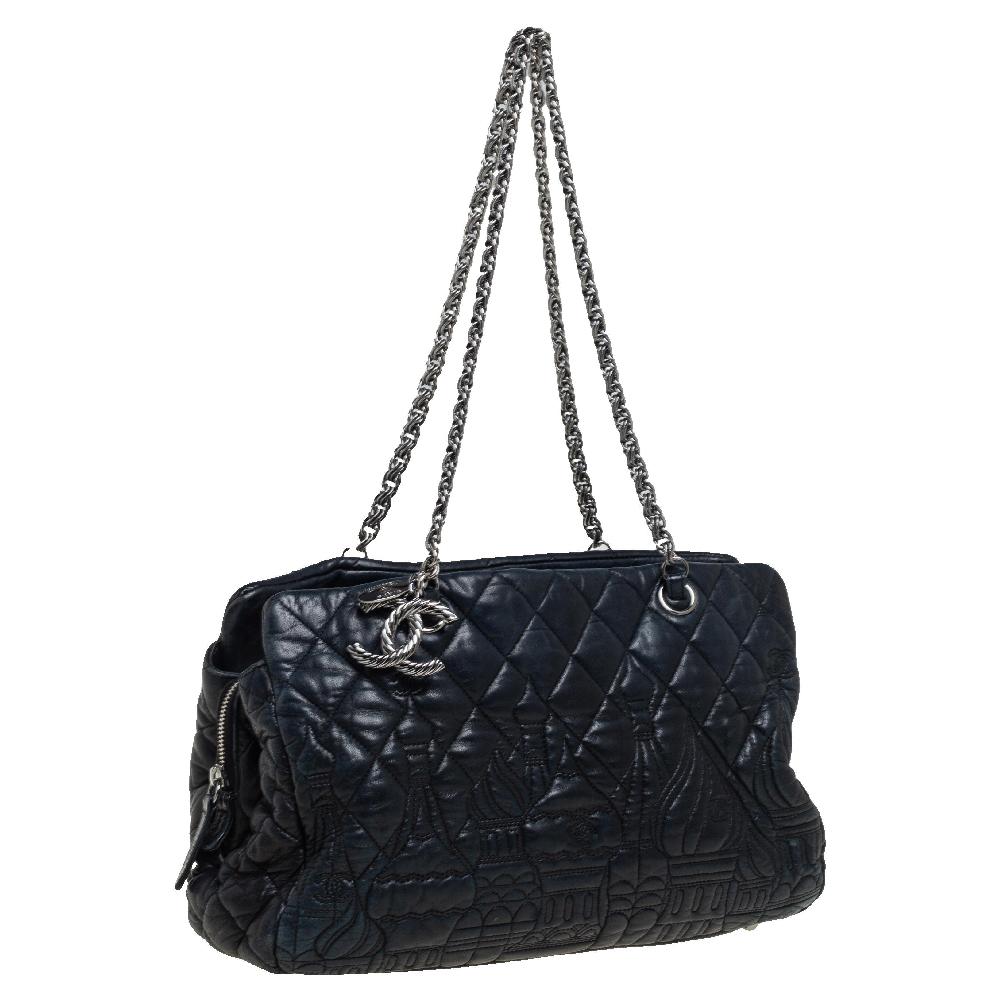 Women's Chanel Black Quilted Leather Paris Moscow Chain Bag