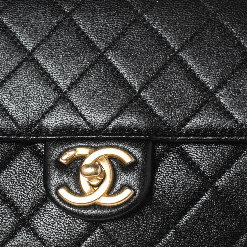 Chanel Black Quilted Leather Pearl Flap Shoulder Bag 7