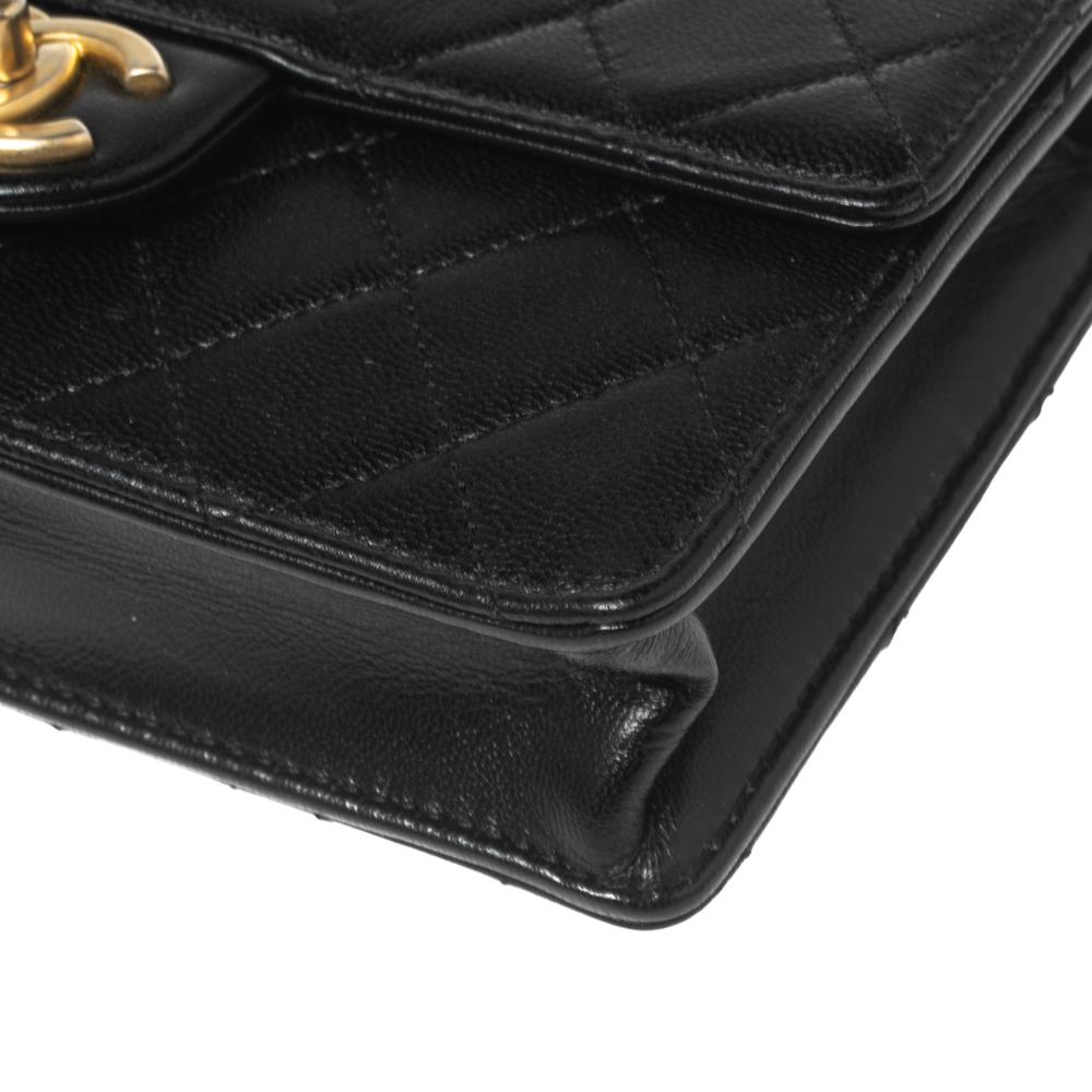 Chanel Black Quilted Leather Pearl Flap Shoulder Bag 2