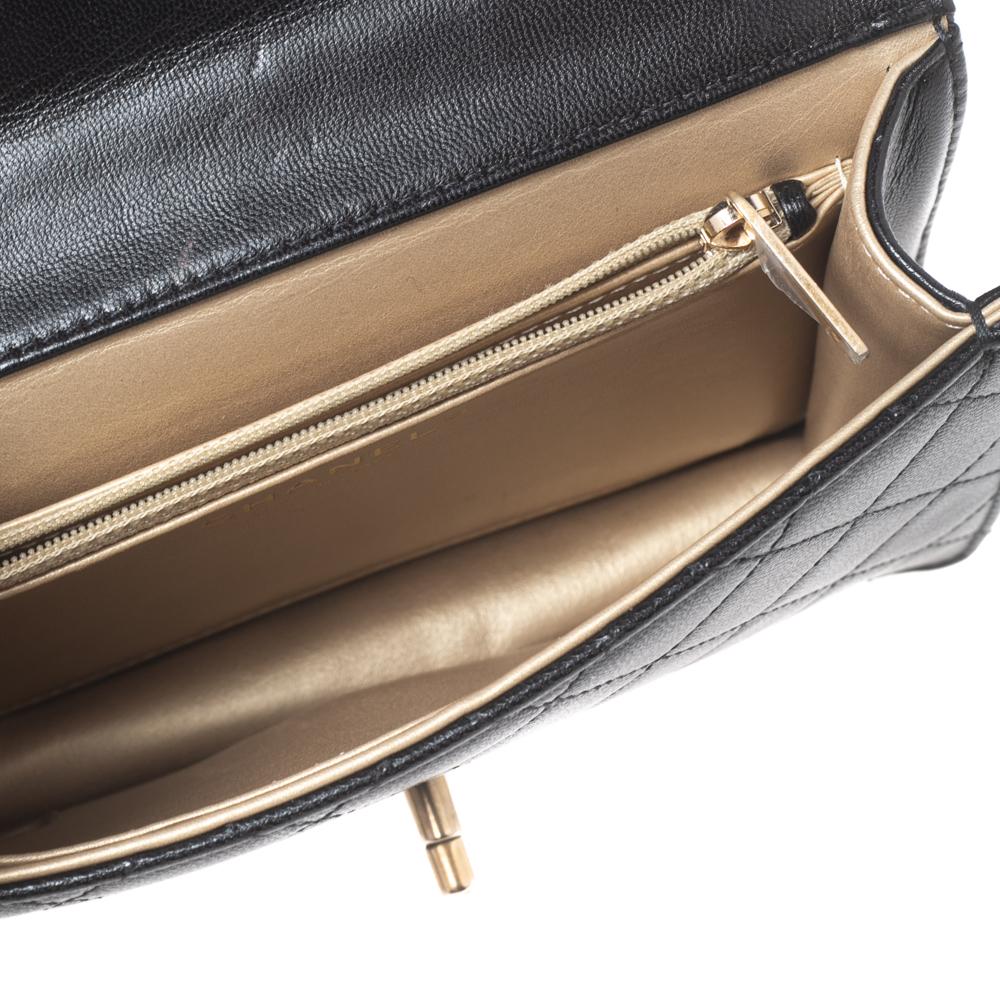 Chanel Black Quilted Leather Pearl Flap Shoulder Bag 3