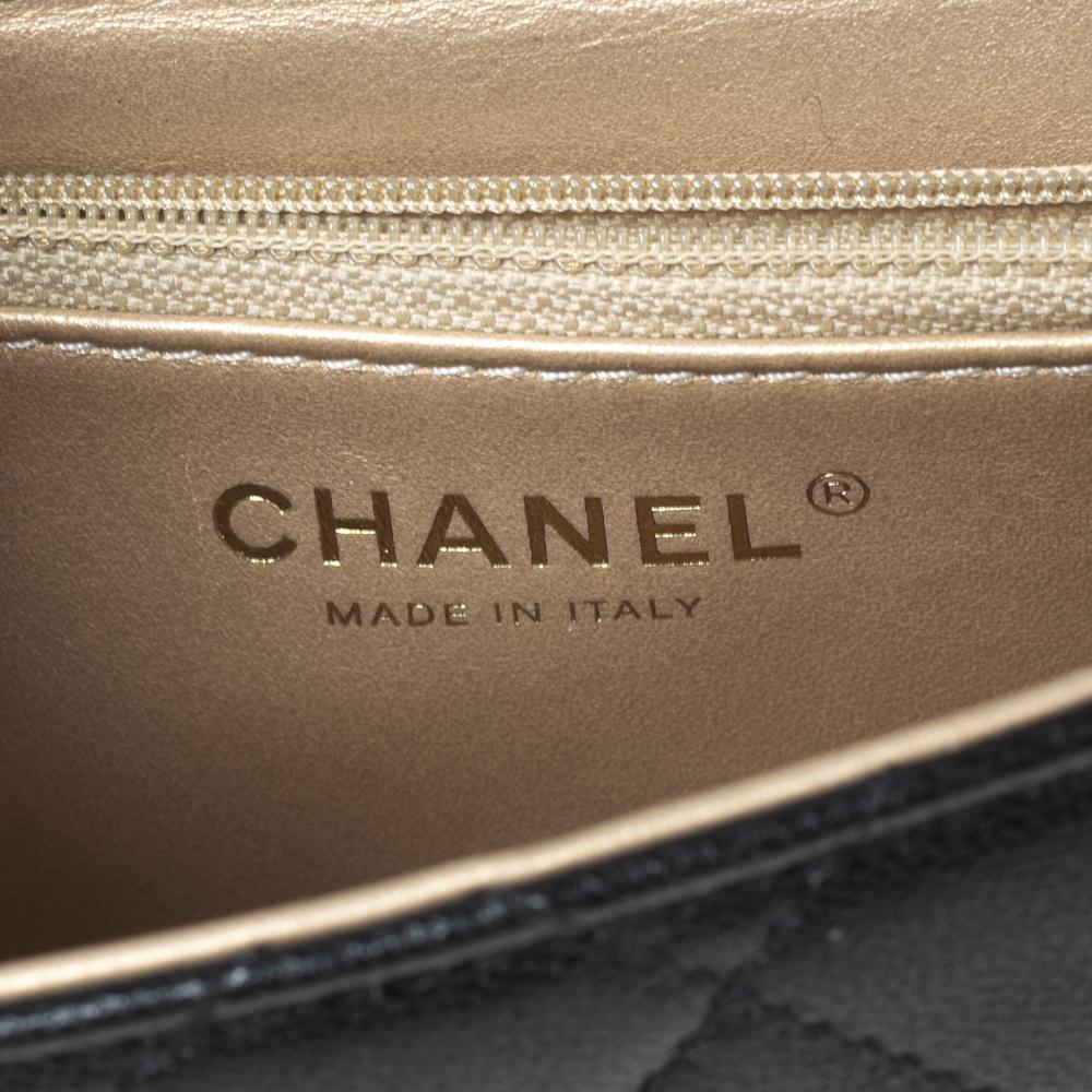 Chanel Black Quilted Leather Pearl Flap Shoulder Bag 4