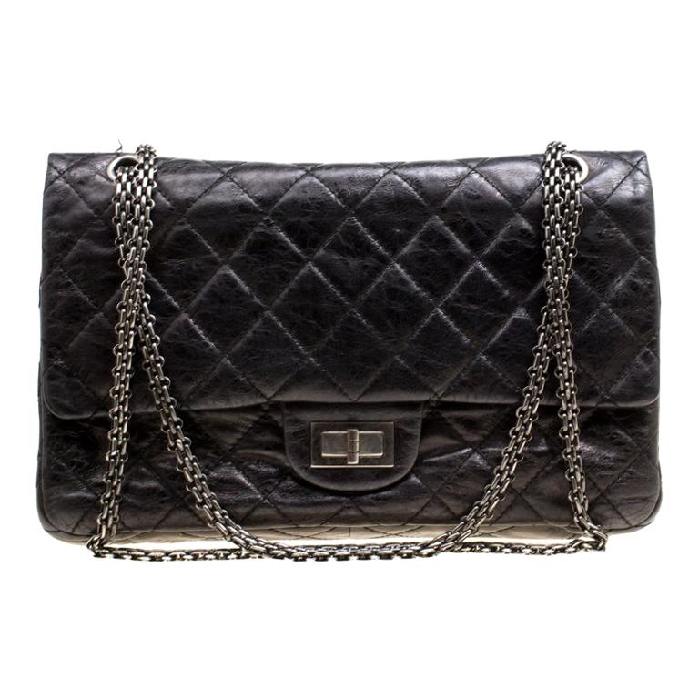Chanel Black Quilted Leather Reissue 2.55 Classic 227 Flap Bag For Sale