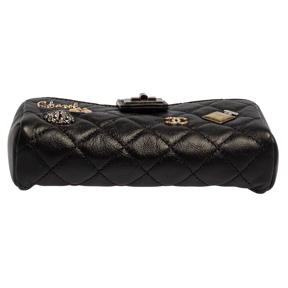 Chanel Black Quilted Leather Reissue Phone Holder Chain Clutch 1
