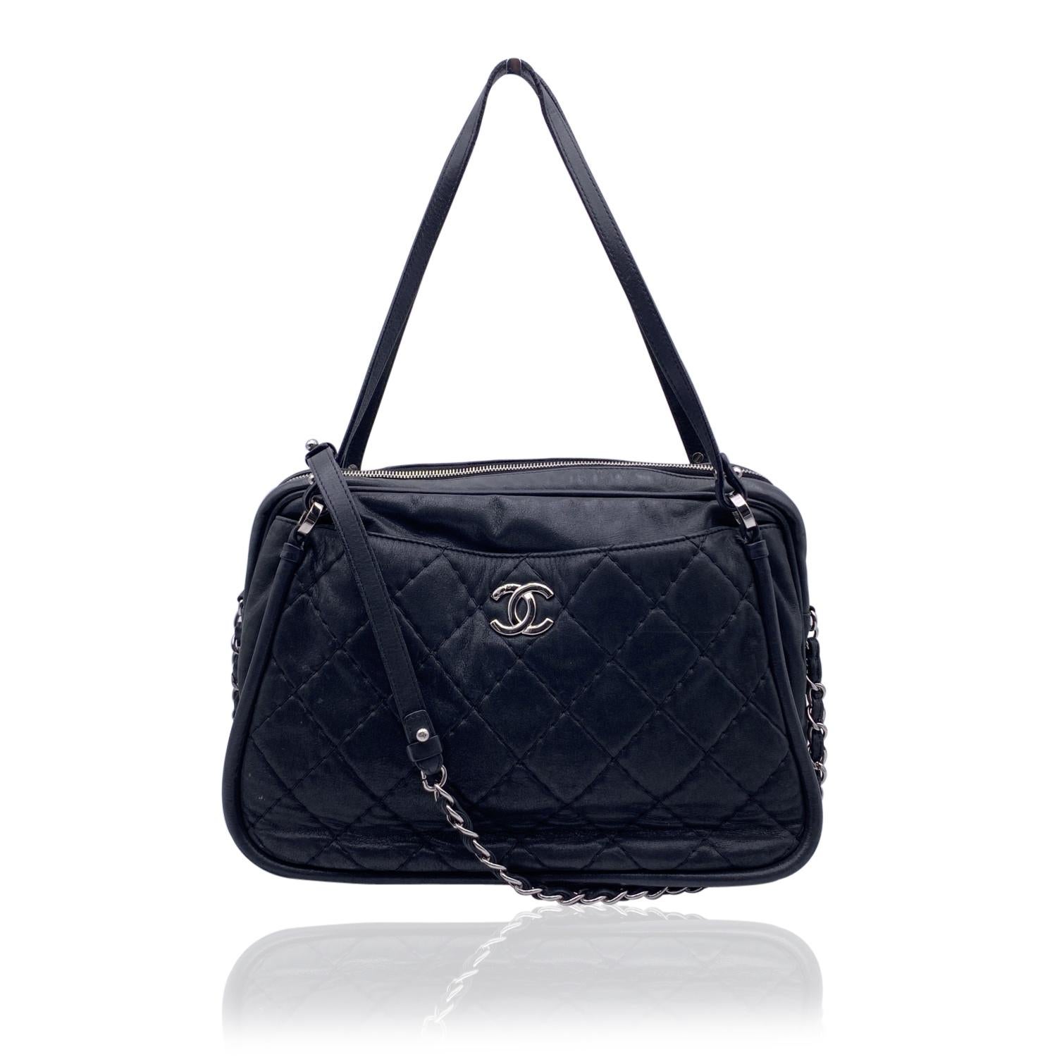Chanel Black Quilted Leather Relax CC Tote Camera Shoulder Bag 6