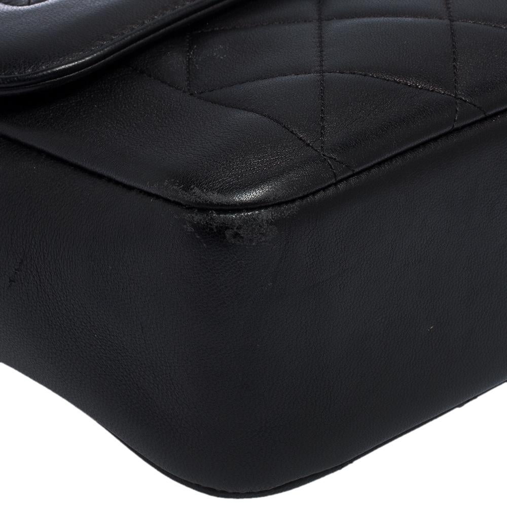 Chanel Black Quilted Leather Retro Clasp Flap Bag In Good Condition For Sale In Dubai, Al Qouz 2