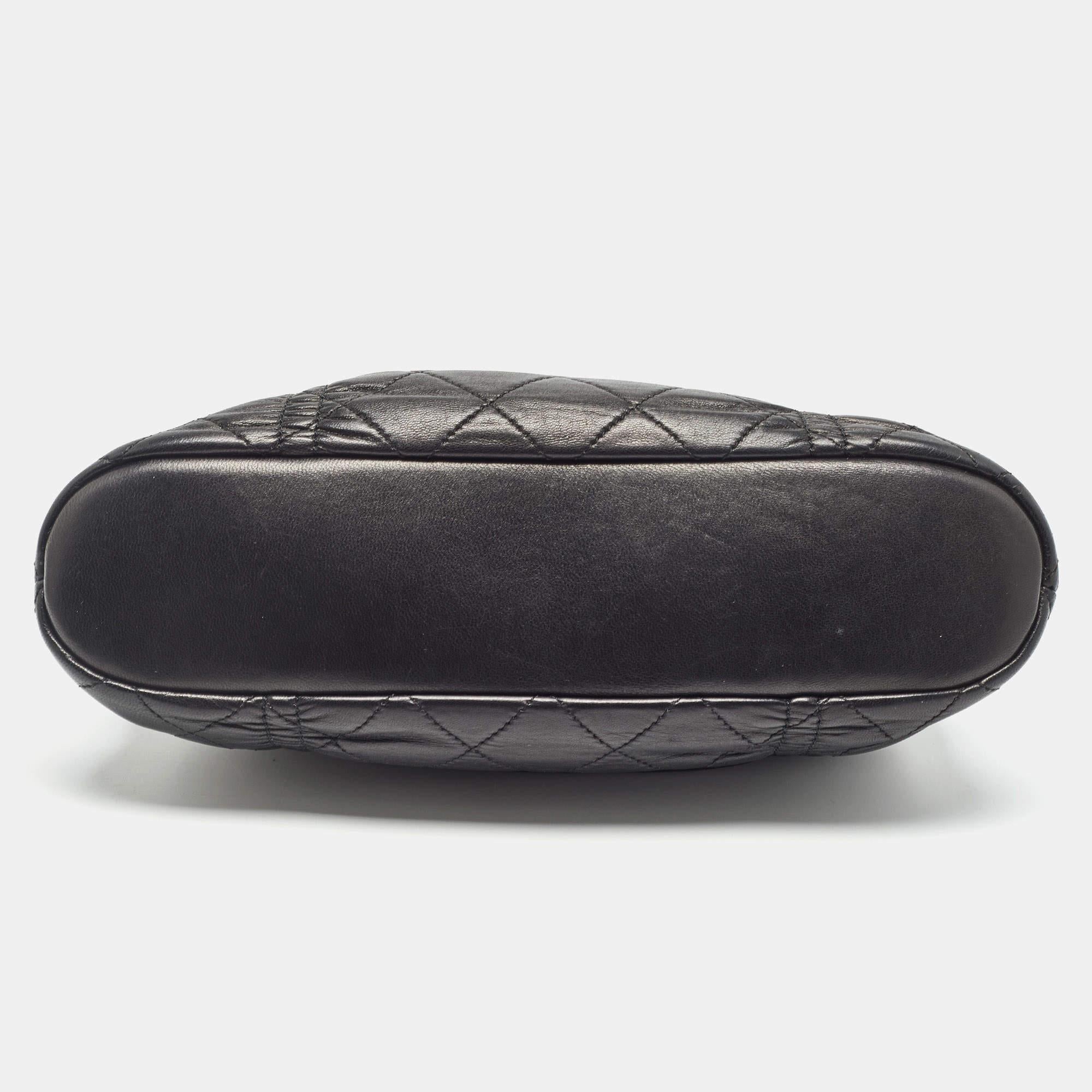 Chanel Black Quilted Leather Sharpei Frame Bag 3