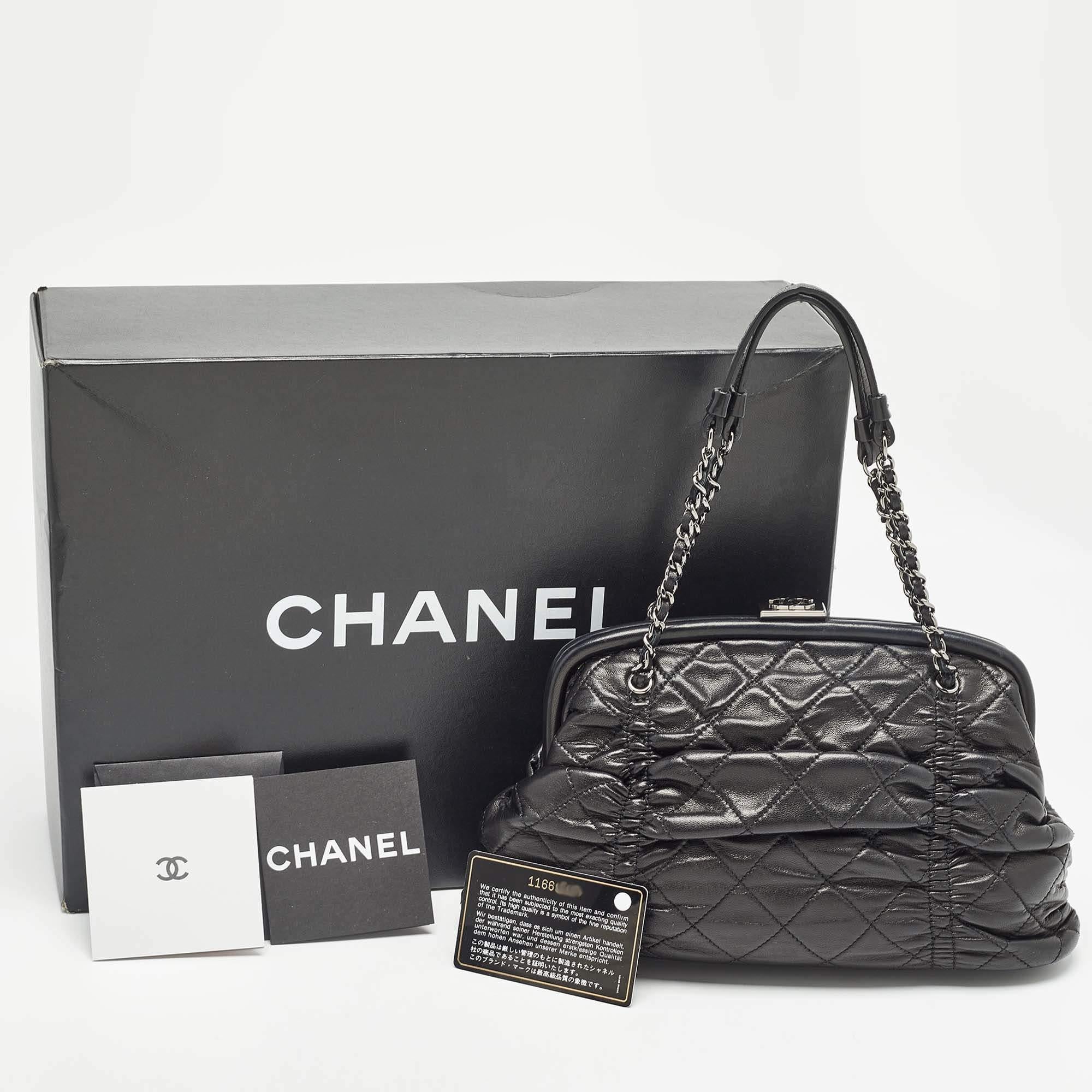 Chanel Black Quilted Leather Sharpei Frame Bag 5