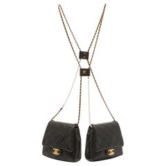 Chanel Black Quilted Leather Side-Packs Crossbody Bag