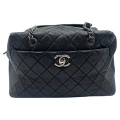Chanel Black Quilted Leather Silver Hardware Bag 2016