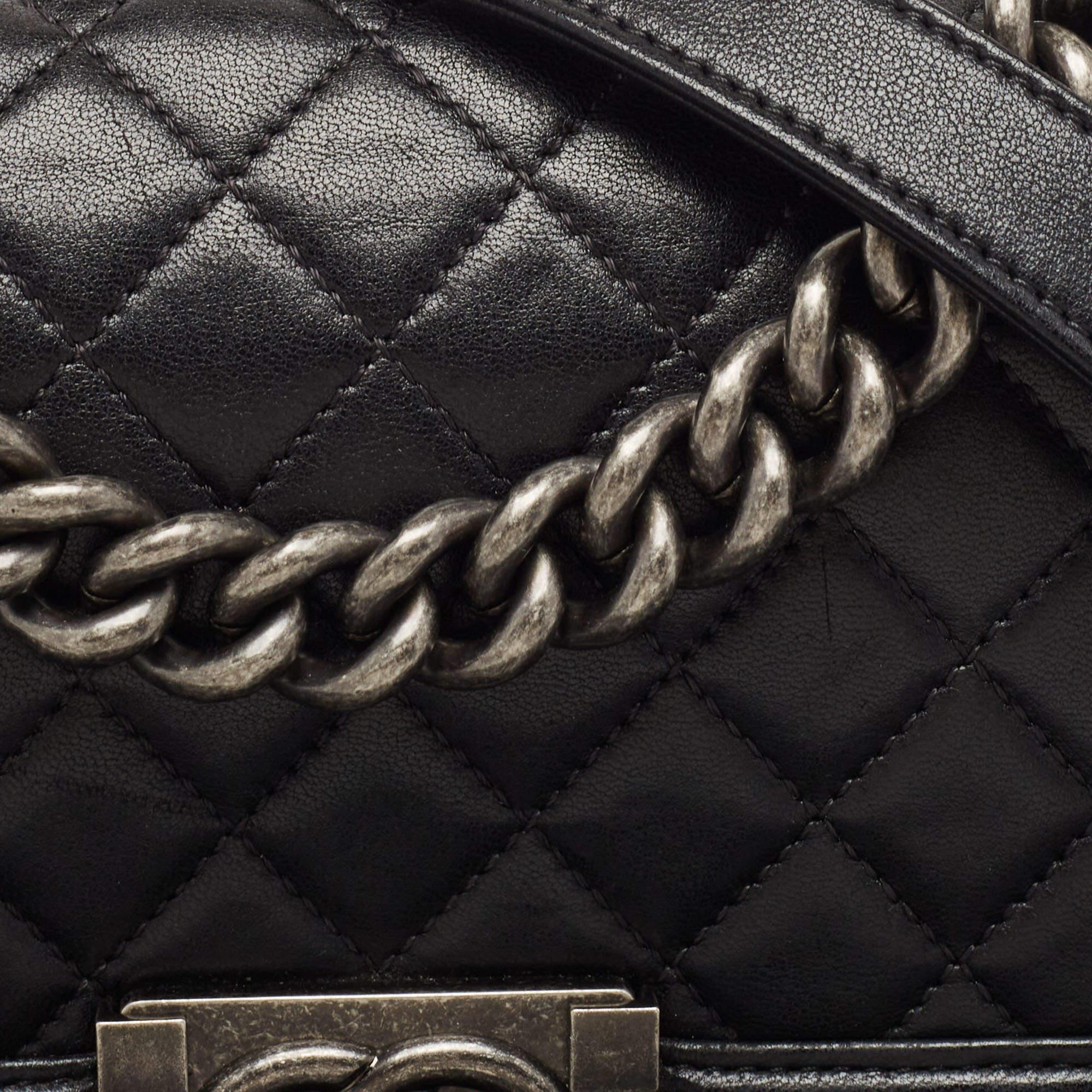 Chanel Black Quilted Leather Small Boy Bag 11