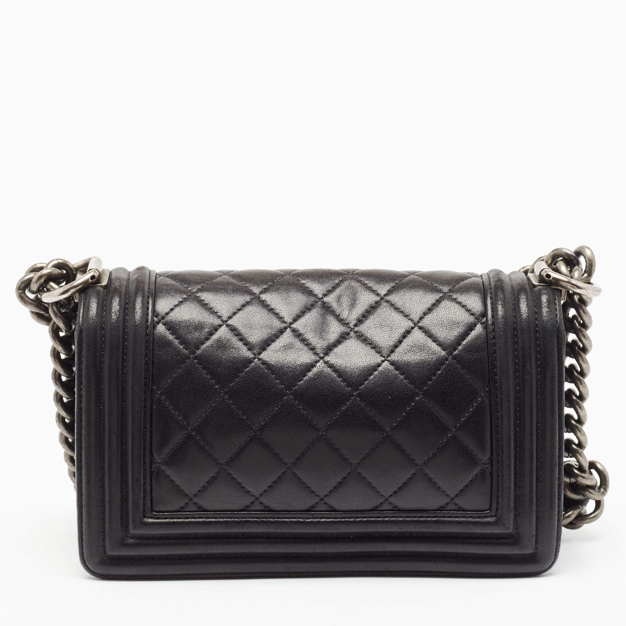 Women's Chanel Black Quilted Leather Small Boy Bag