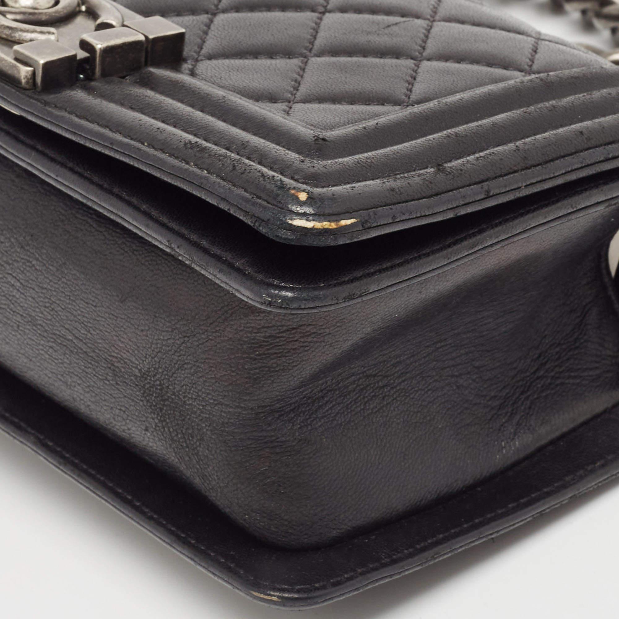 Chanel Black Quilted Leather Small Boy Bag For Sale at 1stDibs